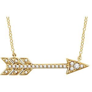 14k Yellow Gold 1/10 Ctw Diamond Horizontal Arrow Necklace, 18 Inch
